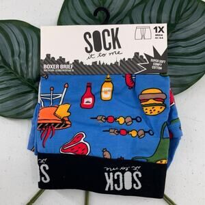 Sock It To Me Blue Yellow Steak Grilling Food BBQ Novelty Stretch Boxer Brief
